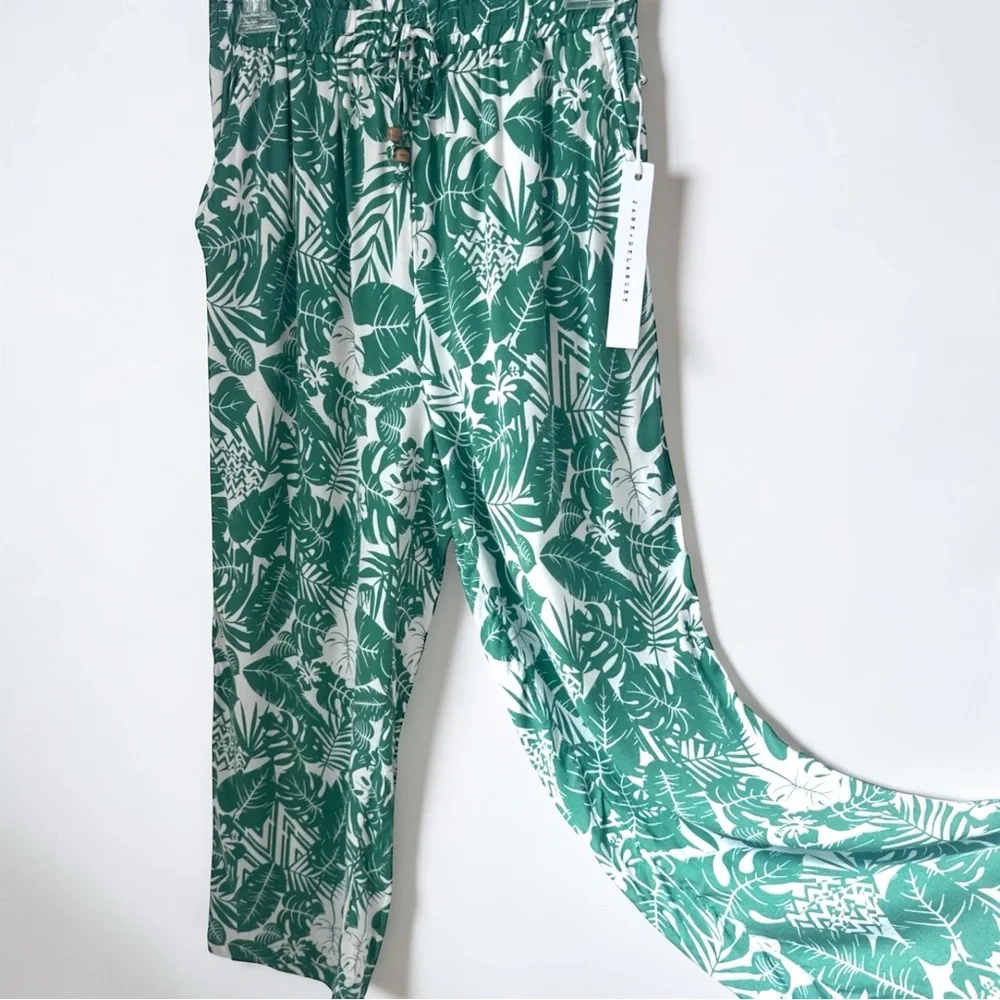 Jane And Delancey Green White Tropical Pants Small Resort Style - Picture 2 of 15